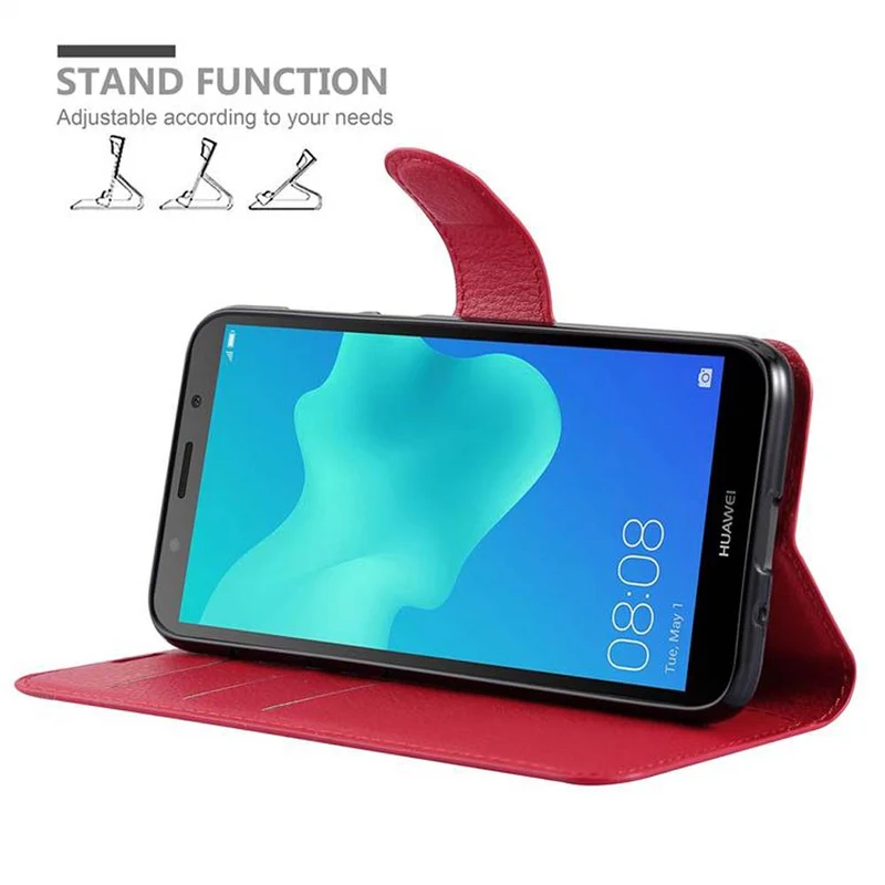 Cadorabo Hülle kompatibel mit Huawei Y5 PRIME 2018 / Y5 2018 Schutzhülle mit Magnetverschluss, Standfunktion und Kartenfach
