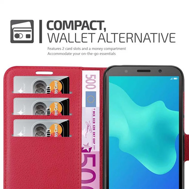 Cadorabo Hülle kompatibel mit Huawei Y5 PRIME 2018 / Y5 2018 Schutzhülle mit Magnetverschluss, Standfunktion und Kartenfach