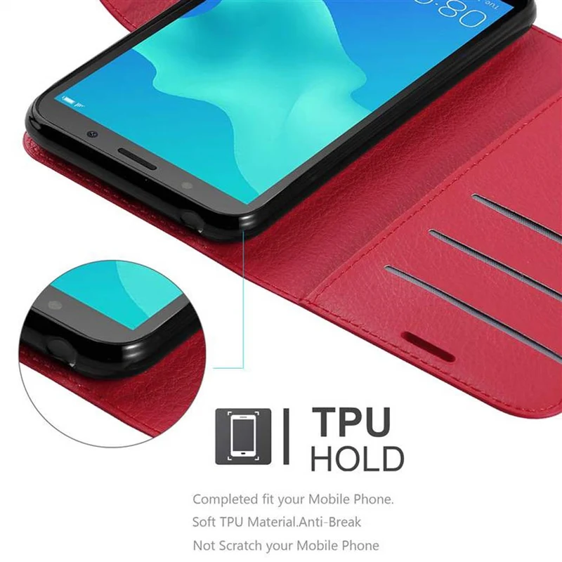 Cadorabo Hülle kompatibel mit Huawei Y5 PRIME 2018 / Y5 2018 Schutzhülle mit Magnetverschluss, Standfunktion und Kartenfach