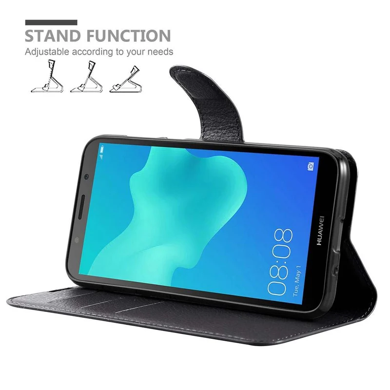 Cadorabo Hülle kompatibel mit Huawei Y5 PRIME 2018 / Y5 2018 Schutzhülle mit Magnetverschluss, Standfunktion und Kartenfach