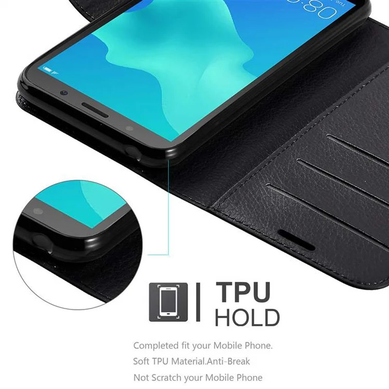 Cadorabo Hülle kompatibel mit Huawei Y5 PRIME 2018 / Y5 2018 Schutzhülle mit Magnetverschluss, Standfunktion und Kartenfach