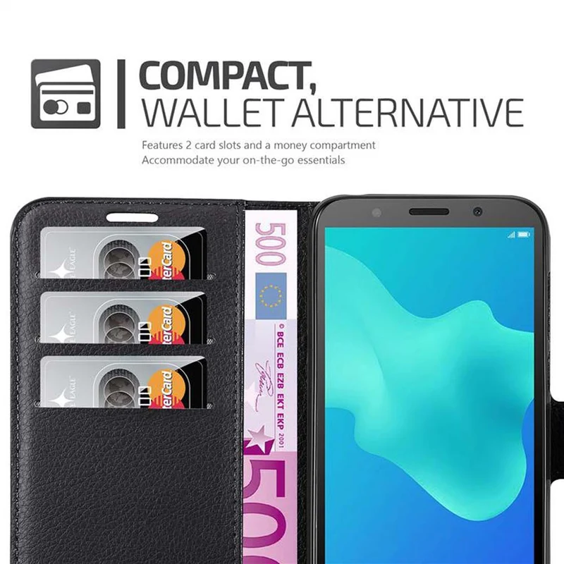 Cadorabo Hülle kompatibel mit Huawei Y5 PRIME 2018 / Y5 2018 Schutzhülle mit Magnetverschluss, Standfunktion und Kartenfach