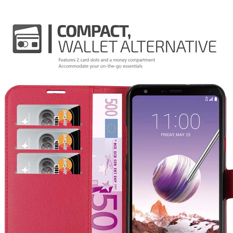 Cadorabo Hülle kompatibel mit LG Q STYLUS Schutzhülle mit Magnetverschluss, Standfunktion und Kartenfach