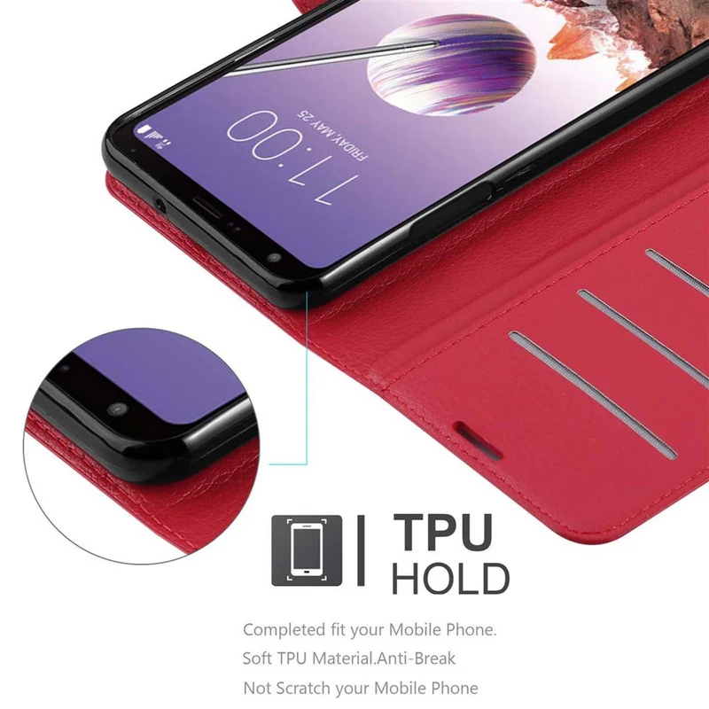 Cadorabo Hülle kompatibel mit LG Q STYLUS Schutzhülle mit Magnetverschluss, Standfunktion und Kartenfach