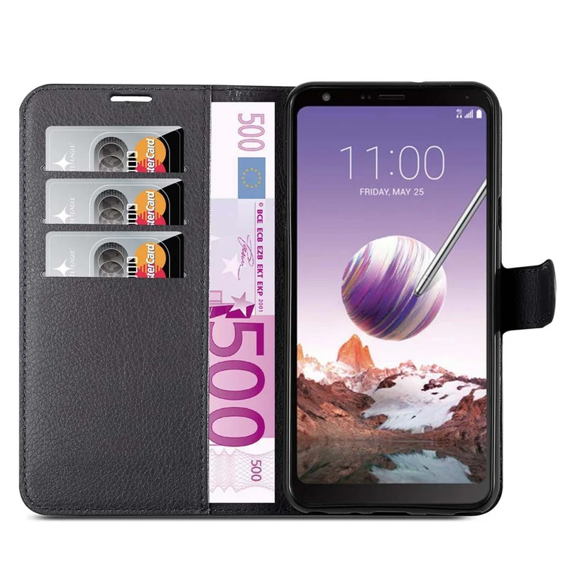 Cadorabo Hülle kompatibel mit LG Q STYLUS Schutzhülle mit Magnetverschluss, Standfunktion und Kartenfach