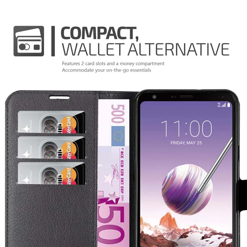 Cadorabo Hülle kompatibel mit LG Q STYLUS Schutzhülle mit Magnetverschluss, Standfunktion und Kartenfach