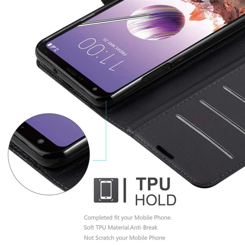 Cadorabo Hülle kompatibel mit LG Q STYLUS Schutzhülle mit Magnetverschluss, Standfunktion und Kartenfach