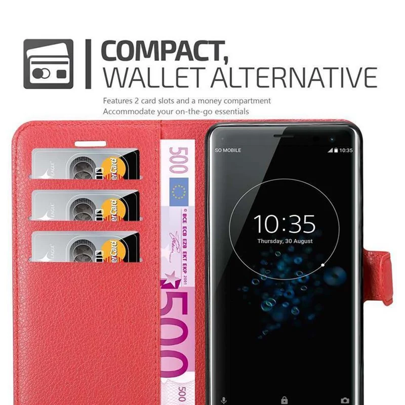Cadorabo Hülle kompatibel mit Sony Xperia XZ3 Schutzhülle mit Magnetverschluss, Standfunktion und Kartenfach