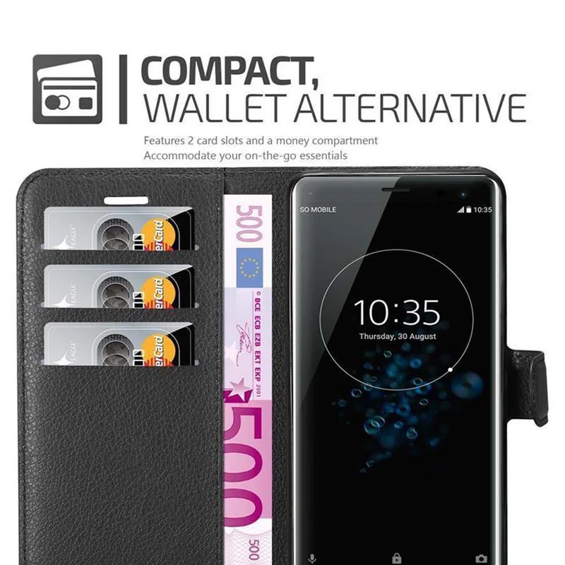 Cadorabo Hülle kompatibel mit Sony Xperia XZ3 Schutzhülle mit Magnetverschluss, Standfunktion und Kartenfach