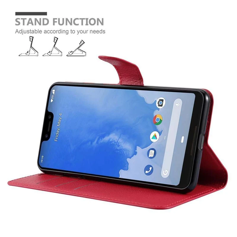Cadorabo Hülle kompatibel mit Google PIXEL 3 XL Schutzhülle mit Magnetverschluss, Standfunktion und Kartenfach