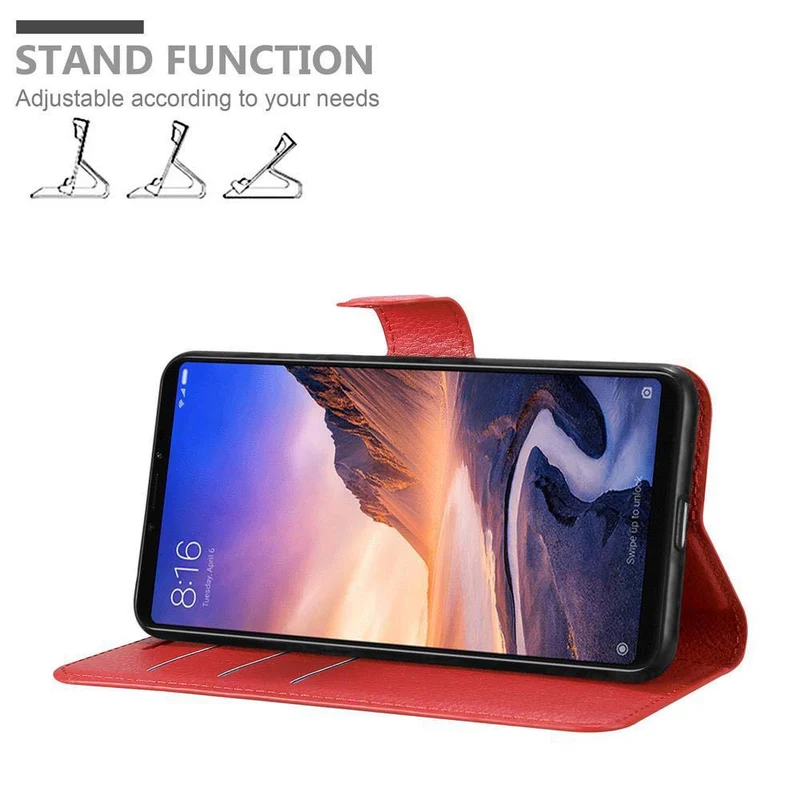 Cadorabo Hülle kompatibel mit Xiaomi Mi MAX 3 Schutzhülle mit Magnetverschluss, Standfunktion und Kartenfach