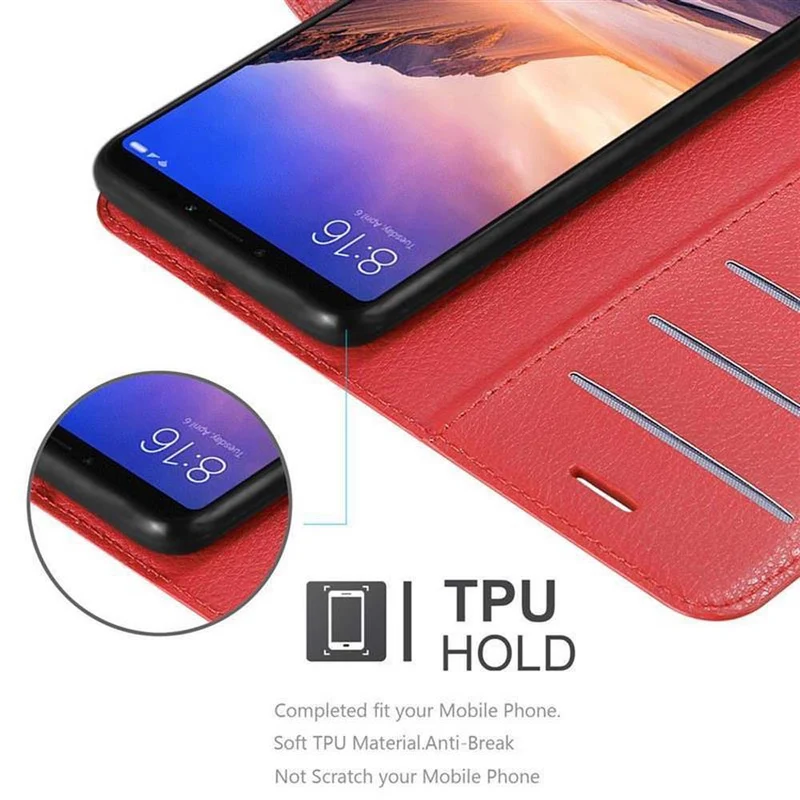 Cadorabo Hülle kompatibel mit Xiaomi Mi MAX 3 Schutzhülle mit Magnetverschluss, Standfunktion und Kartenfach