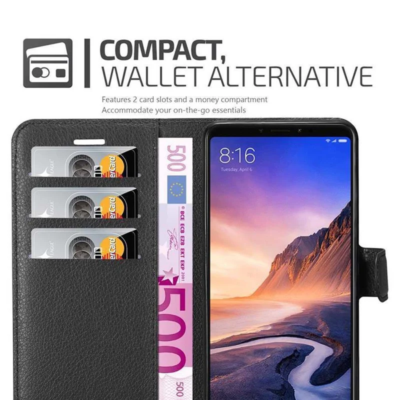 Cadorabo Hülle kompatibel mit Xiaomi Mi MAX 3 Schutzhülle mit Magnetverschluss, Standfunktion und Kartenfach