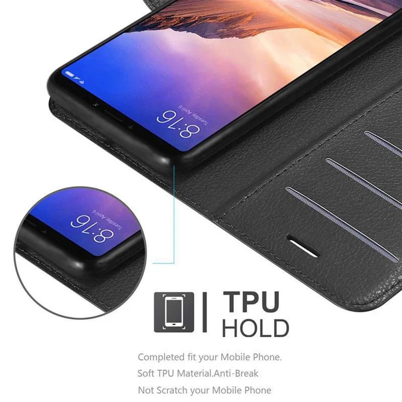 Cadorabo Hülle kompatibel mit Xiaomi Mi MAX 3 Schutzhülle mit Magnetverschluss, Standfunktion und Kartenfach