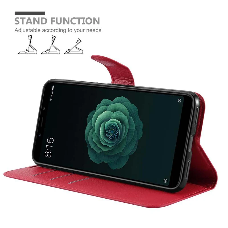 Cadorabo Hülle kompatibel mit Xiaomi Mi A2 / Mi 6X Schutzhülle mit Magnetverschluss, Standfunktion und Kartenfach