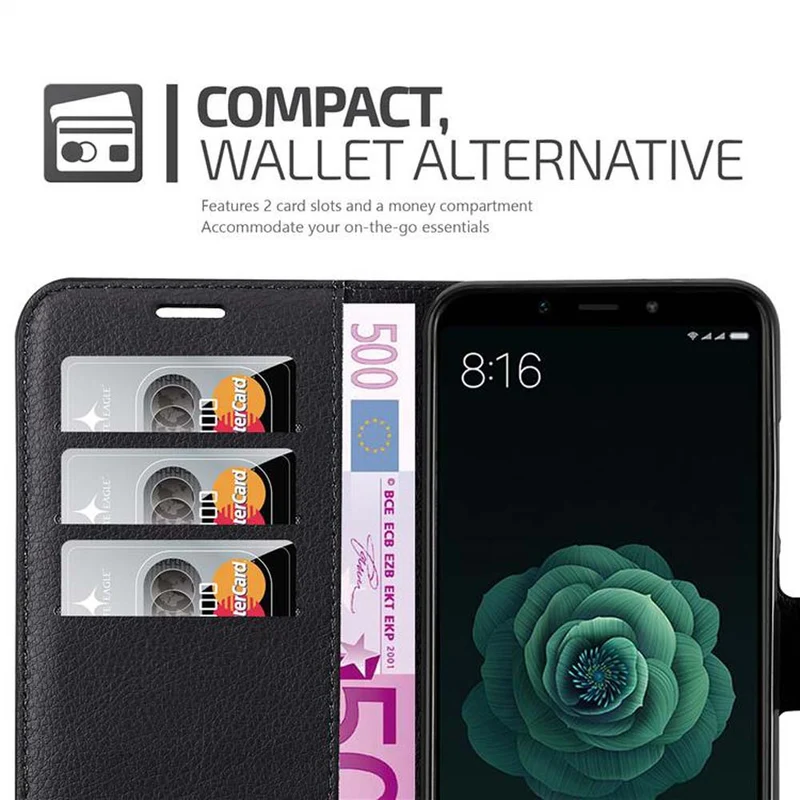 Cadorabo Hülle kompatibel mit Xiaomi Mi A2 / Mi 6X Schutzhülle mit Magnetverschluss, Standfunktion und Kartenfach