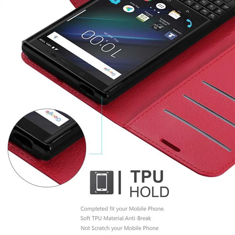 Cadorabo Hülle kompatibel mit Blackberry KEY 2 Schutzhülle mit Magnetverschluss, Standfunktion und Kartenfach