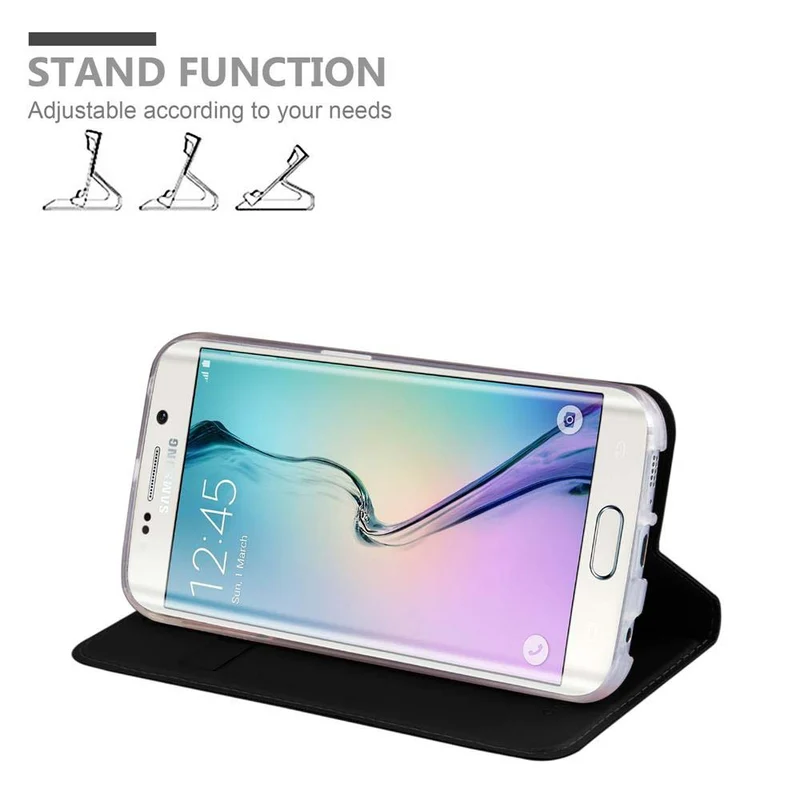 Cadorabo Hülle kompatibel mit Samsung Galaxy S6 EDGE PLUS Schutzhülle mit Magnetverschluss, Standfunktion und Kartenfach