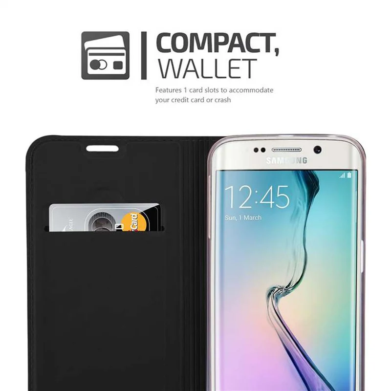 Cadorabo Hülle kompatibel mit Samsung Galaxy S6 EDGE PLUS Schutzhülle mit Magnetverschluss, Standfunktion und Kartenfach