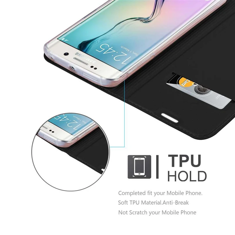 Cadorabo Hülle kompatibel mit Samsung Galaxy S6 EDGE PLUS Schutzhülle mit Magnetverschluss, Standfunktion und Kartenfach