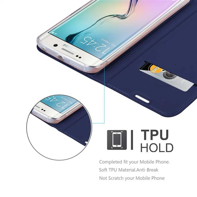 Cadorabo Hülle kompatibel mit Samsung Galaxy S6 EDGE PLUS Schutzhülle mit Magnetverschluss, Standfunktion und Kartenfach