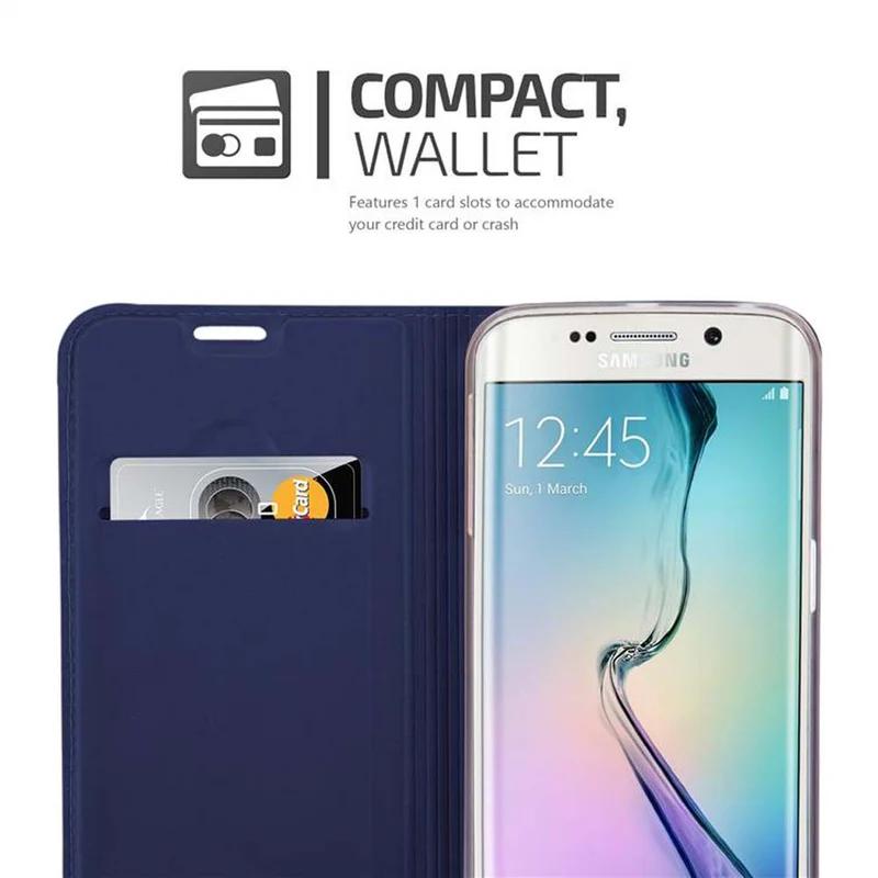 Cadorabo Hülle kompatibel mit Samsung Galaxy S6 EDGE PLUS Schutzhülle mit Magnetverschluss, Standfunktion und Kartenfach