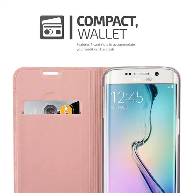 Cadorabo Hülle kompatibel mit Samsung Galaxy S6 EDGE PLUS Schutzhülle mit Magnetverschluss, Standfunktion und Kartenfach