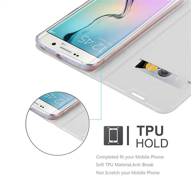Cadorabo Hülle kompatibel mit Samsung Galaxy S6 EDGE PLUS Schutzhülle mit Magnetverschluss, Standfunktion und Kartenfach