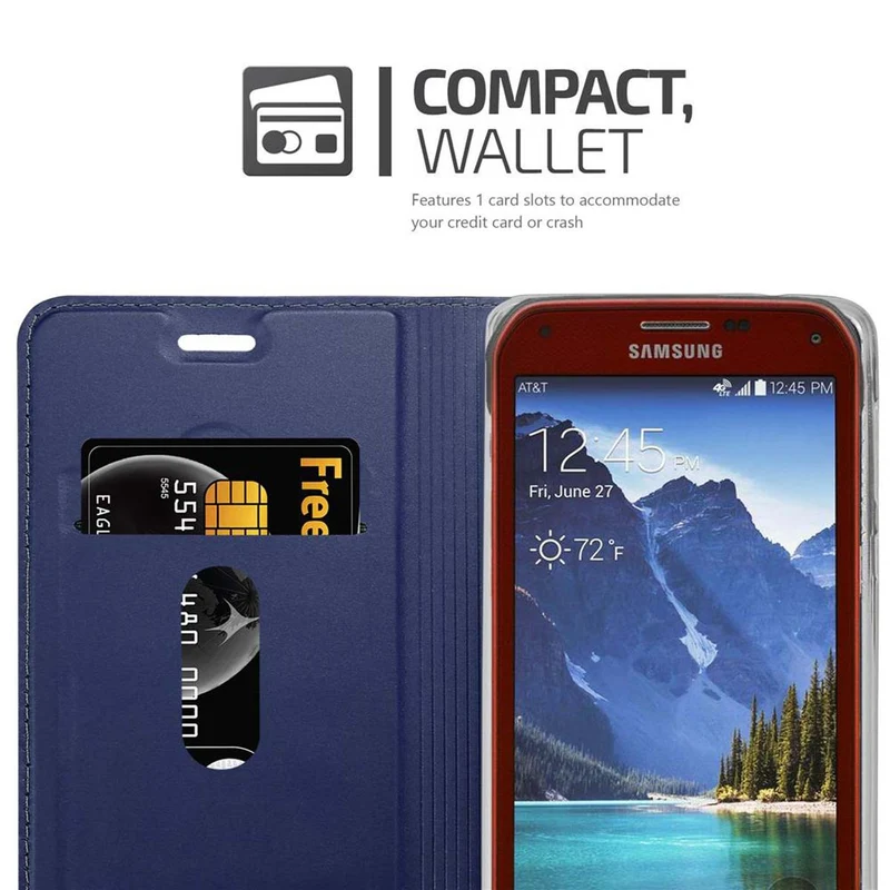 Cadorabo Hülle kompatibel mit Samsung Galaxy S5 ACTIVE Schutzhülle mit Magnetverschluss, Standfunktion und Kartenfach