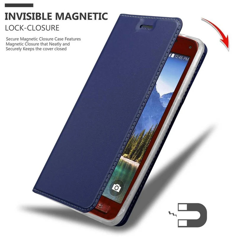 Cadorabo Hülle kompatibel mit Samsung Galaxy S5 ACTIVE Schutzhülle mit Magnetverschluss, Standfunktion und Kartenfach