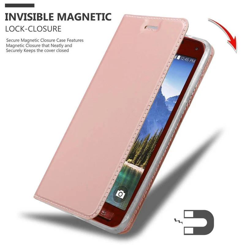 Cadorabo Hülle kompatibel mit Samsung Galaxy S5 ACTIVE Schutzhülle mit Magnetverschluss, Standfunktion und Kartenfach