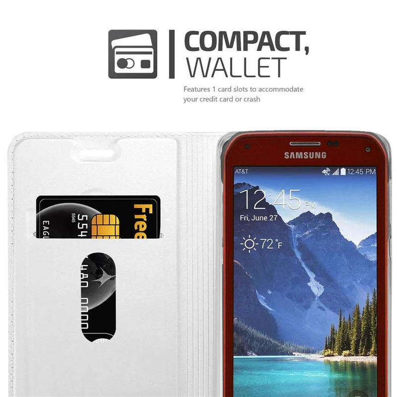 Cadorabo Hülle kompatibel mit Samsung Galaxy S5 ACTIVE Schutzhülle mit Magnetverschluss, Standfunktion und Kartenfach