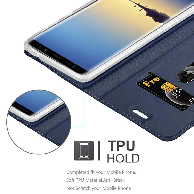 Cadorabo Hülle kompatibel mit Samsung Galaxy NOTE 8 Schutzhülle mit Magnetverschluss, Standfunktion und Kartenfach
