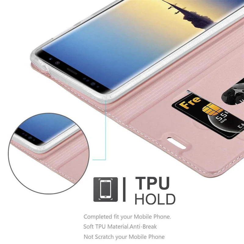Cadorabo Hülle kompatibel mit Samsung Galaxy NOTE 8 Schutzhülle mit Magnetverschluss, Standfunktion und Kartenfach
