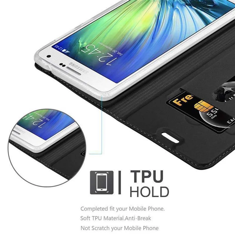 Cadorabo Hülle kompatibel mit Samsung Galaxy A7 2015 Schutzhülle mit Magnetverschluss, Standfunktion und Kartenfach