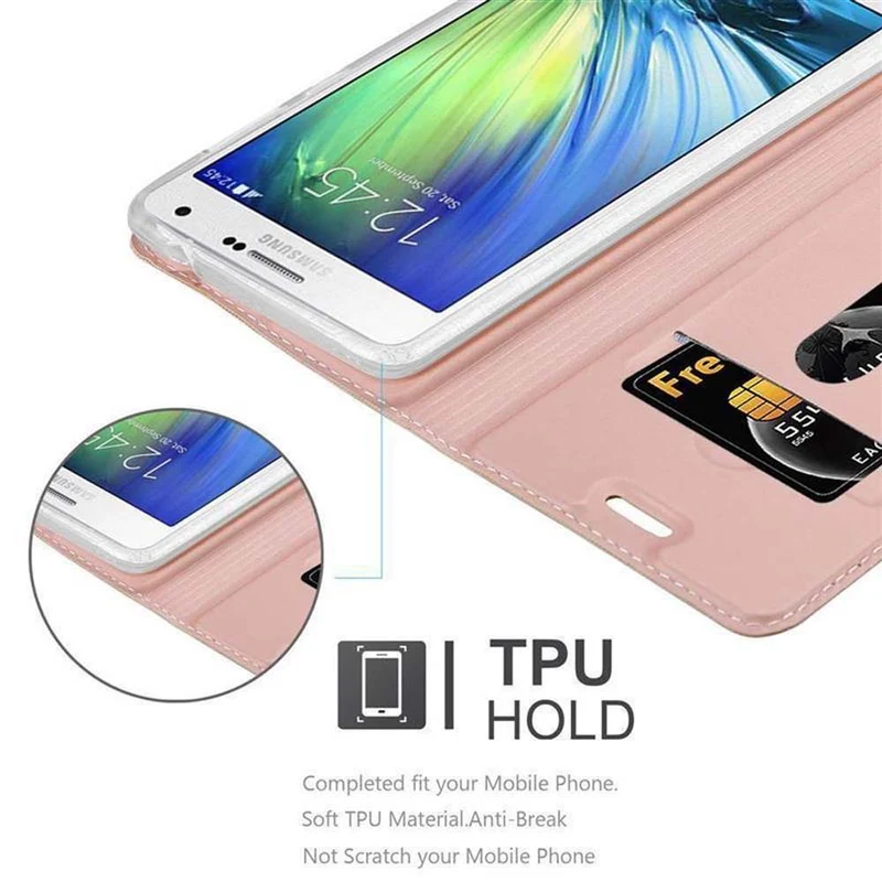 Cadorabo Hülle kompatibel mit Samsung Galaxy A7 2015 Schutzhülle mit Magnetverschluss, Standfunktion und Kartenfach