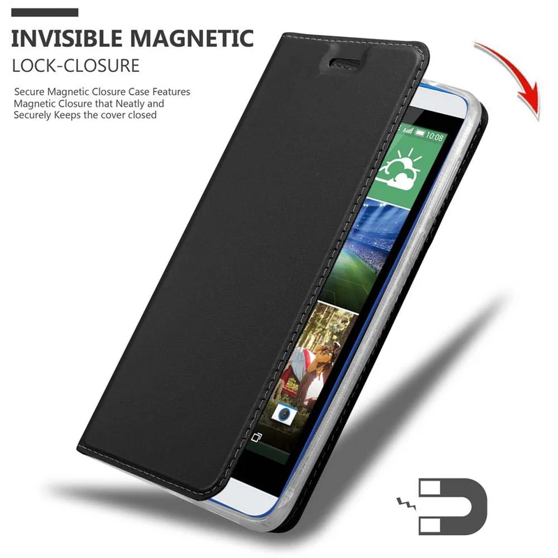 Cadorabo Hülle kompatibel mit HTC Desire 820 Schutzhülle mit Magnetverschluss, Standfunktion und Kartenfach