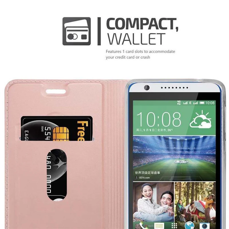 Cadorabo Hülle kompatibel mit HTC Desire 820 Schutzhülle mit Magnetverschluss, Standfunktion und Kartenfach