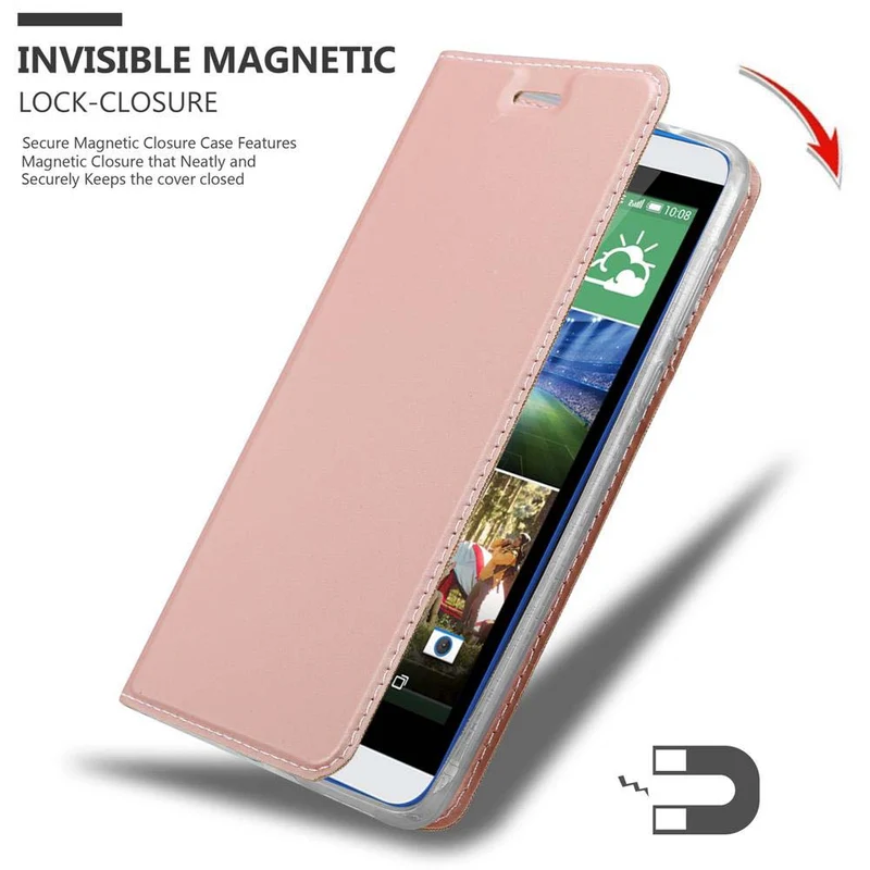 Cadorabo Hülle kompatibel mit HTC Desire 820 Schutzhülle mit Magnetverschluss, Standfunktion und Kartenfach