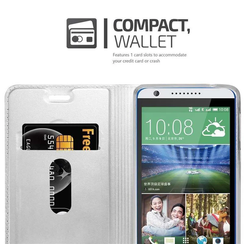 Cadorabo Hülle kompatibel mit HTC Desire 820 Schutzhülle mit Magnetverschluss, Standfunktion und Kartenfach