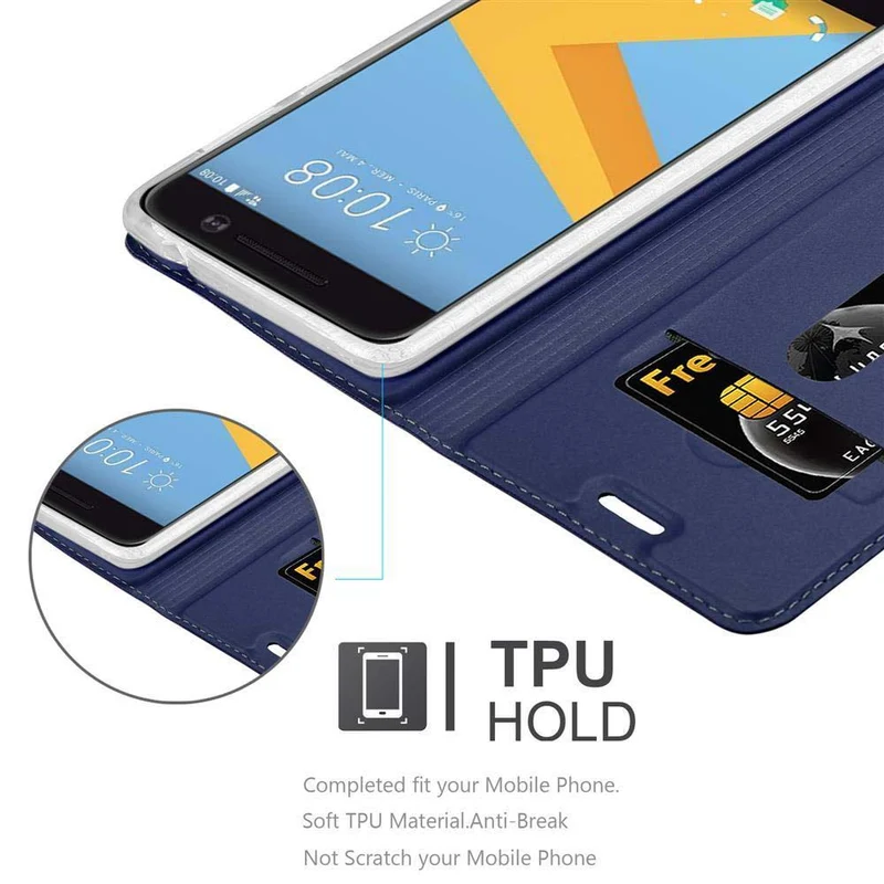 Cadorabo Hülle kompatibel mit HTC ONE M10 Schutzhülle mit Magnetverschluss, Standfunktion und Kartenfach