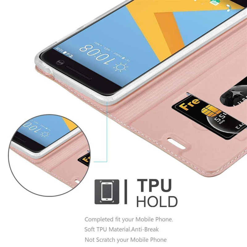 Cadorabo Hülle kompatibel mit HTC ONE M10 Schutzhülle mit Magnetverschluss, Standfunktion und Kartenfach