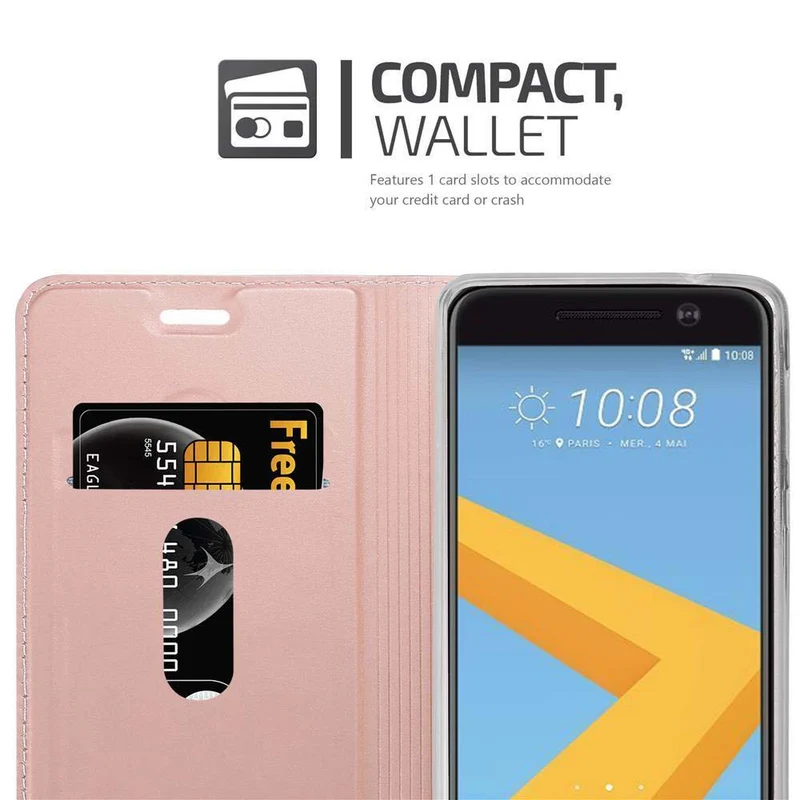Cadorabo Hülle kompatibel mit HTC ONE M10 Schutzhülle mit Magnetverschluss, Standfunktion und Kartenfach