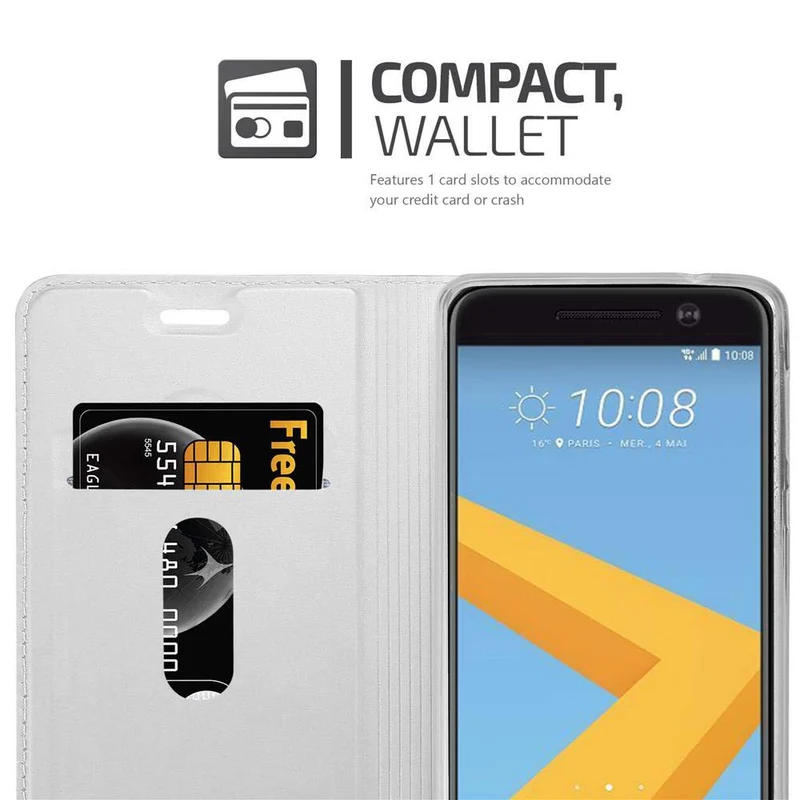 Cadorabo Hülle kompatibel mit HTC ONE M10 Schutzhülle mit Magnetverschluss, Standfunktion und Kartenfach