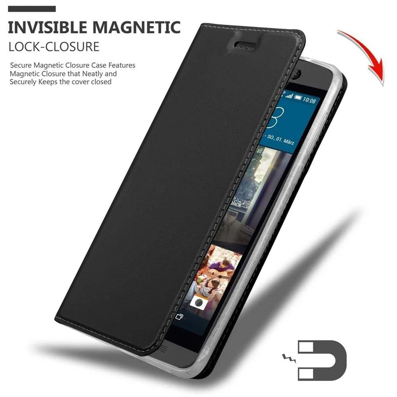 Cadorabo Hülle kompatibel mit HTC ONE M9 Schutzhülle mit Magnetverschluss, Standfunktion und Kartenfach