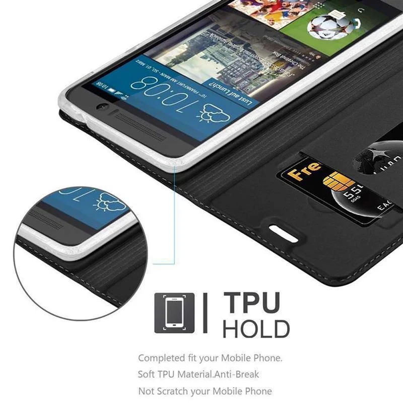 Cadorabo Hülle kompatibel mit HTC ONE M9 Schutzhülle mit Magnetverschluss, Standfunktion und Kartenfach