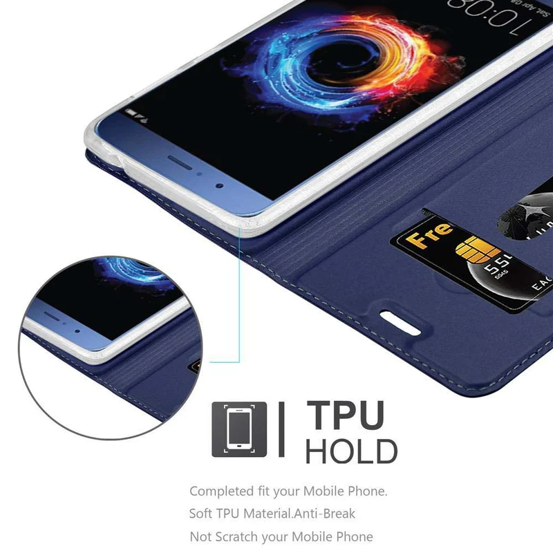 Cadorabo Hülle kompatibel mit Honor 8 PRO Schutzhülle mit Magnetverschluss, Standfunktion und Kartenfach