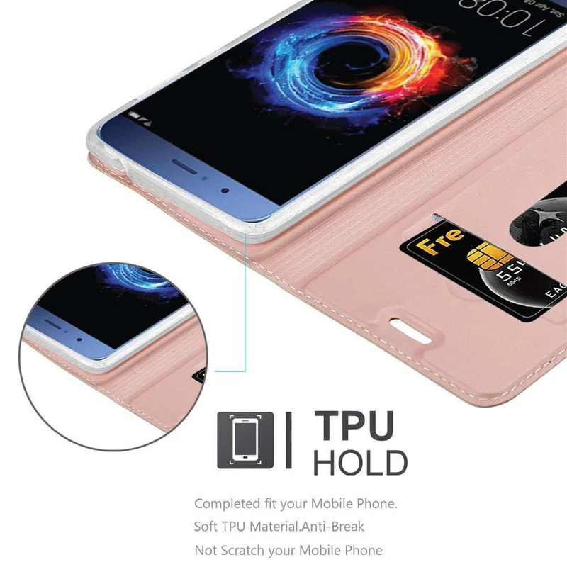 Cadorabo Hülle kompatibel mit Honor 8 PRO Schutzhülle mit Magnetverschluss, Standfunktion und Kartenfach