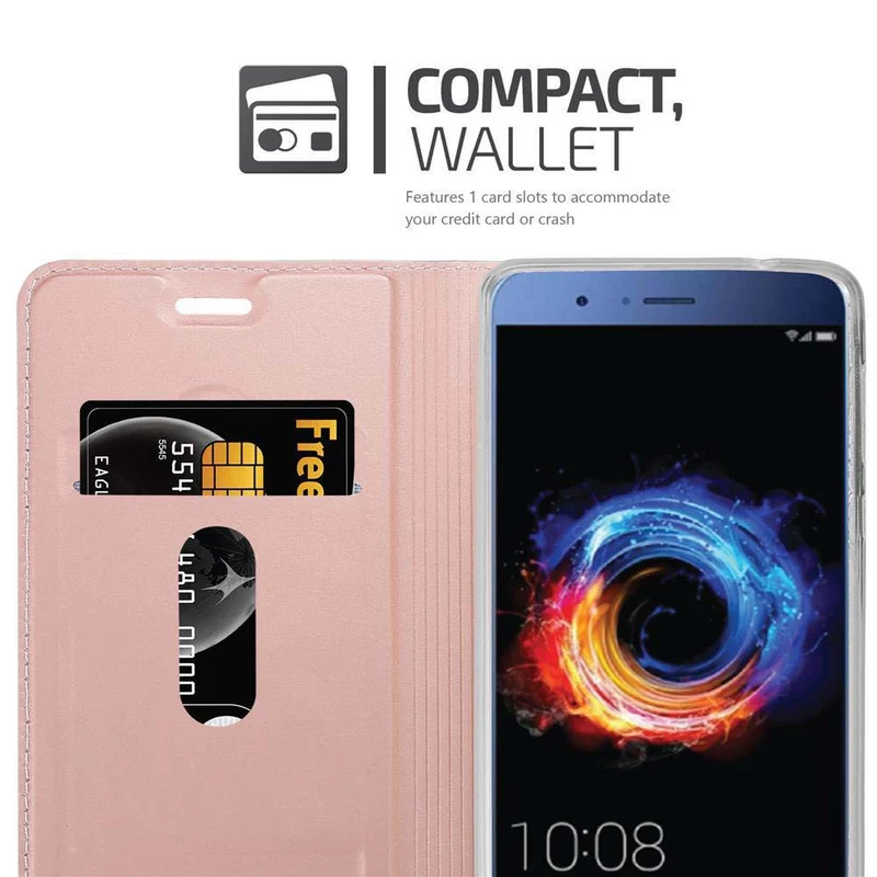 Cadorabo Hülle kompatibel mit Honor 8 PRO Schutzhülle mit Magnetverschluss, Standfunktion und Kartenfach