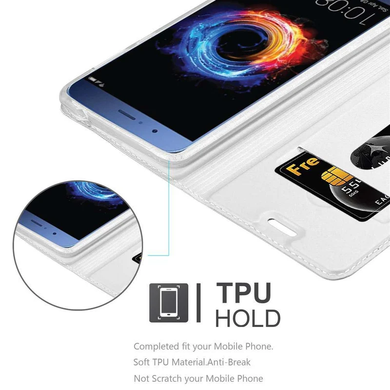 Cadorabo Hülle kompatibel mit Honor 8 PRO Schutzhülle mit Magnetverschluss, Standfunktion und Kartenfach